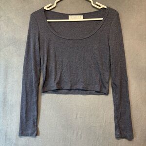 Y2K Ribbed Thermal Long Sleeve Top Stella Laguna Beach Gray Beachy Minimalist